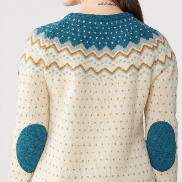 Fjallraven Ovik Wool Fair Isle Blue White Wool Sweater XL - Picture 2 of 6